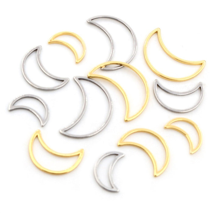 Stainless Steel Small Moon Charm Pendants For DIY Earrings Bracelets Jewelry Accessories