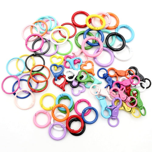 Random Mixed Styles Colors Key Rings Lobster Clasps Jump Rings Jewelry Accessory Parts