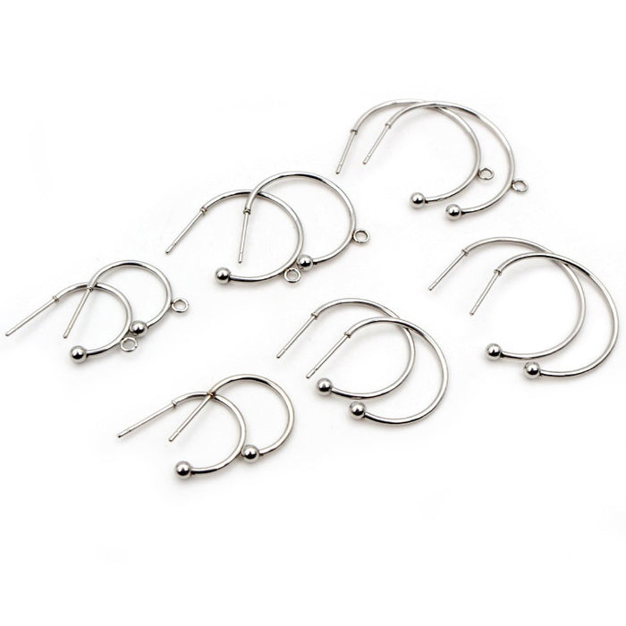 Stainless Steel C Shape Earring Hoops Hooks With Hanging Loop For DIY Earring Jewelry Findings Earrings