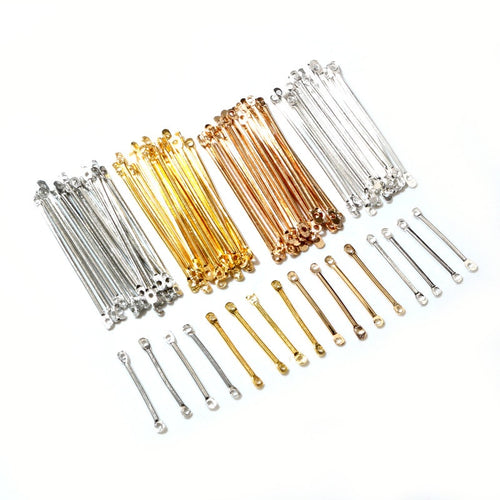 100pcs Iron Plated Link Bars Double Hole Connectors For DIY Hairpin Tassel Earring Making Earrings