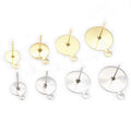 100pcs Stainless Steel Flat Pad Ear Stud Posts With Loop DIY Earring Jewelry Findings Earrings view 1