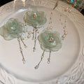 Korean Fresh Flower Faux Pearl Earrings And Collarbone Necklace Jewelry Set view 4