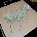 Korean Fresh Flower Faux Pearl Earrings And Collarbone Necklace Jewelry Set view 1