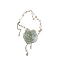 Korean Fresh Flower Faux Pearl Earrings And Collarbone Necklace Jewelry Set view 5