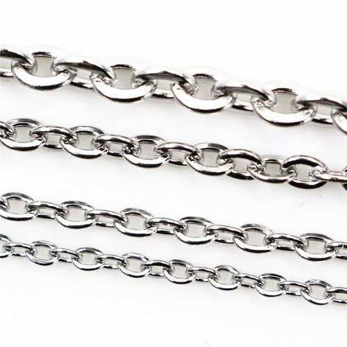 Stainless Steel Flat Cross Chain Long DIY Necklace Bracelet Jewelry Making Chain