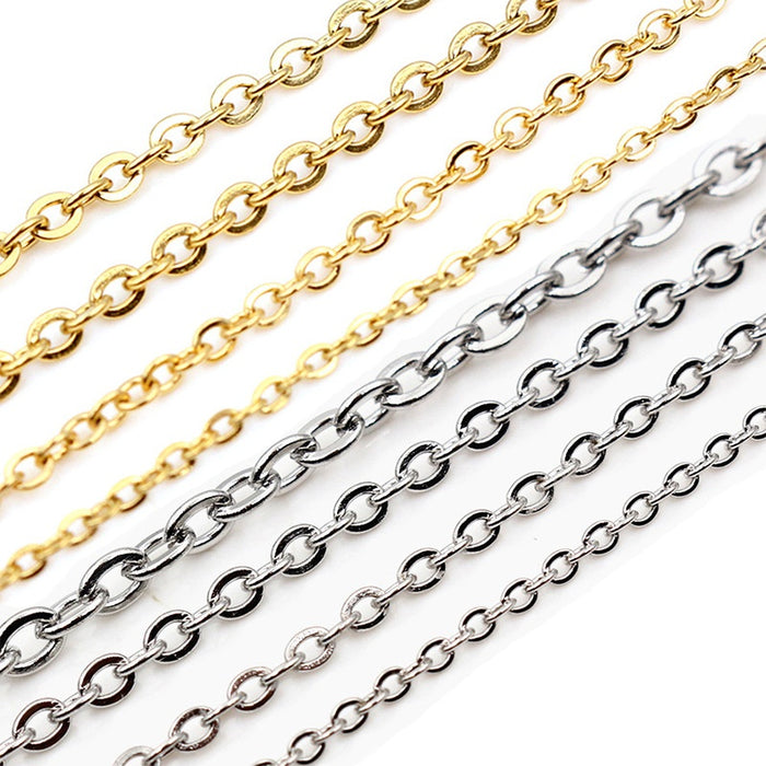 Stainless Steel Flat Cross Chain Long DIY Necklace Bracelet Jewelry Making Chain