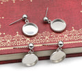 12-18mm Tray Round Bead Stainless Steel Ear Stud Pins With Pendant For DIY Earring Findings Earrings view 4