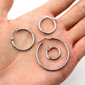 In Stock 15-55mm Stainless Steel Pin Buckle Hoop Earrings Statement Fashion Jewelry Accessories view 3