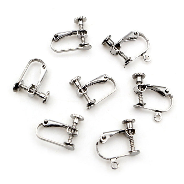 Stainless Steel U Shape Screw Ear Clips Adjustable Non Pierced Earring Findings 15x13mm 1g Earrings