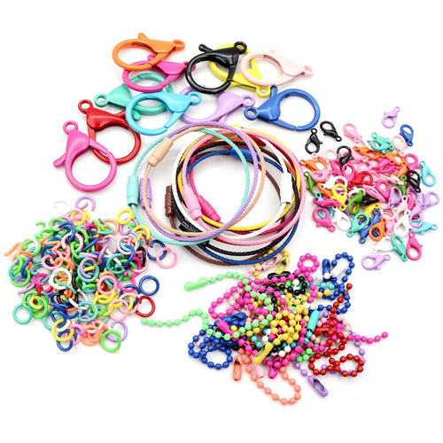 Random Mixed Styles Colors Key Rings Lobster Clasps Jump Rings Jewelry Making Supplies