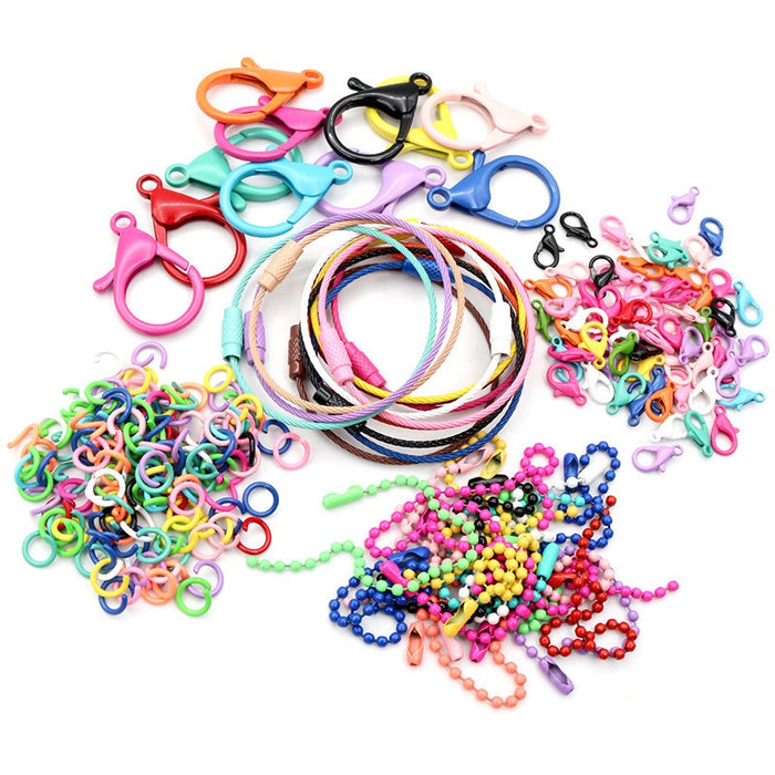 Random Mixed Styles Colors Key Rings Lobster Clasps Jump Rings Jewelry Making Supplies
