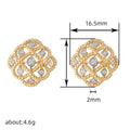 Vintage Luxury Lace Zircon Stud Earrings, Hollow Floral French Bridal Wedding Ear Jewelry view 4