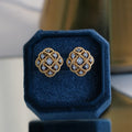 Vintage Luxury Lace Zircon Stud Earrings, Hollow Floral French Bridal Wedding Ear Jewelry view 2