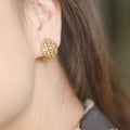 Vintage Luxury Lace Zircon Stud Earrings, Hollow Floral French Bridal Wedding Ear Jewelry view 3