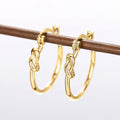 Matte Metal Knot Hoop Earrings, Elegant Rope Knot Ear Cuffs For Women Statement Jewelry view 3