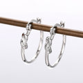Matte Metal Knot Hoop Earrings, Elegant Rope Knot Ear Cuffs For Women Statement Jewelry view 1