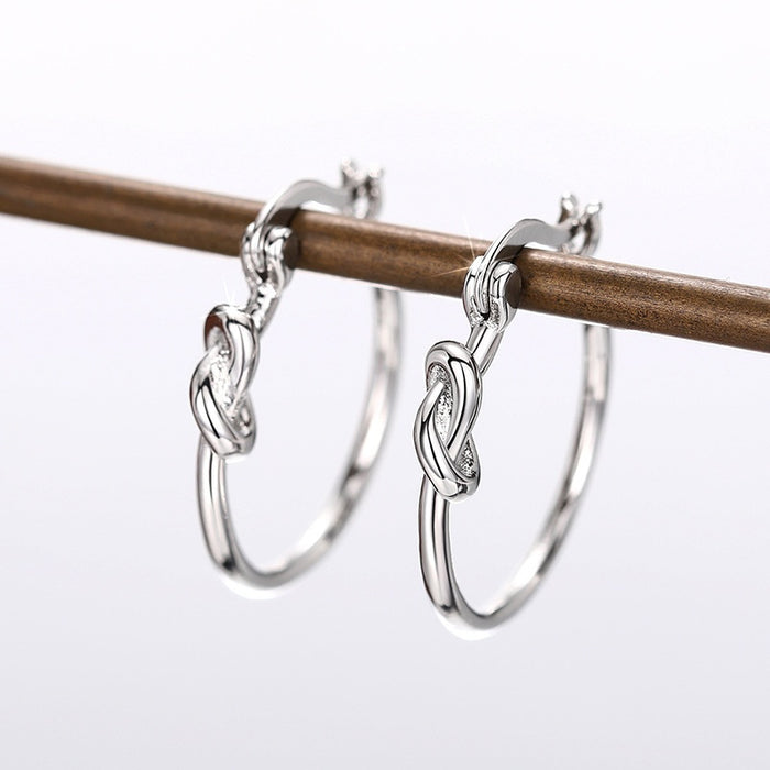 Matte Metal Knot Hoop Earrings, Elegant Rope Knot Ear Cuffs For Women Statement Jewelry