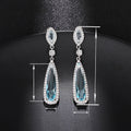 Luxury Water Drop Long Stud Earrings, European American Korean Style Slim Face Jewelry For Women view 4