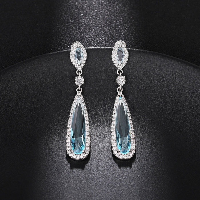 Luxury Water Drop Long Stud Earrings, European American Korean Style Slim Face Jewelry For Women