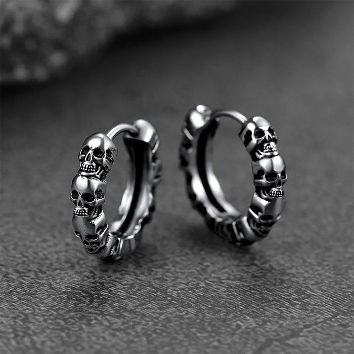 Men's Skull Ear Cuff Earrings, Street Hip Hop American Retro Texture Ear Jewelry Accessories
