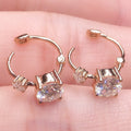 Small Sparkling Ear Cuff Earrings With Diamond And Round Shape Design For Women view 3