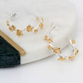European Vintage C Shaped Large Stud Earrings Metal Branch Flower Two Tone Maple Leaf Jewelry view 2