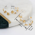 European Vintage C Shaped Large Stud Earrings Metal Branch Flower Two Tone Maple Leaf Jewelry view 3