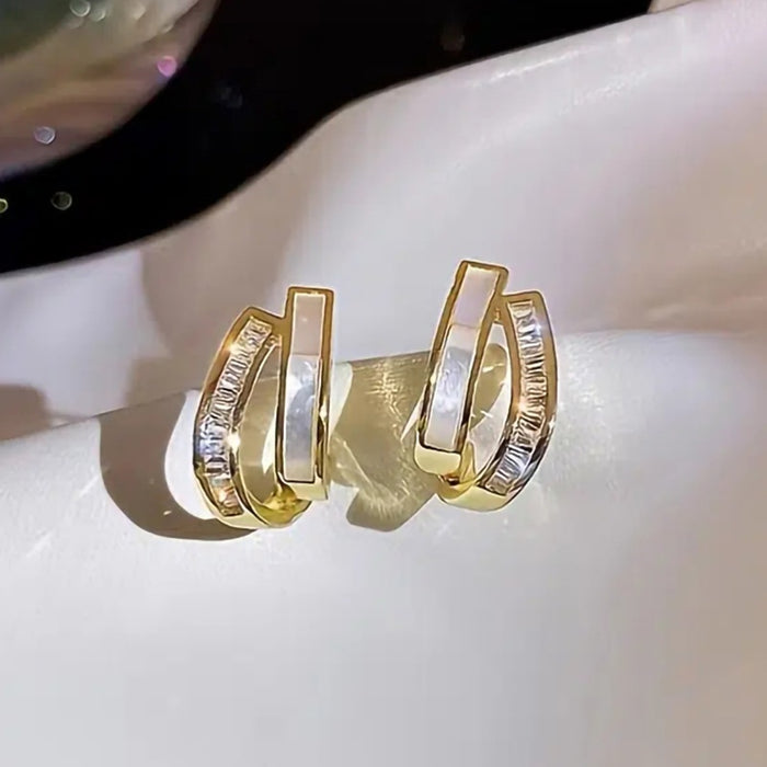 Trendy Double Layer Stud Earrings Korean Dongdaemun Light Luxury Layered Earrings For Women