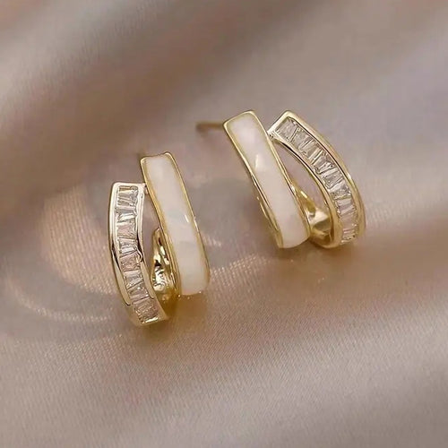 Trendy Double Layer Stud Earrings Korean Dongdaemun Light Luxury Layered Earrings For Women