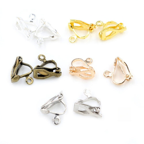 50pcs No Piercing Triangle Clip On Earring Findings With Loop Iron Plated DIY Jewelry Parts Earrings