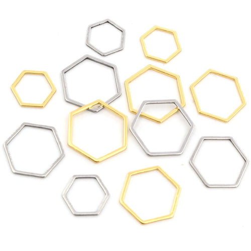 Stainless Steel Small Hexagon Charms For DIY Earrings Bracelets Jewelry Pendant Accessories