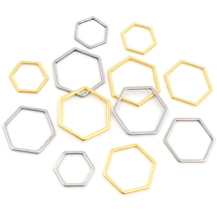 Stainless Steel Small Hexagon Charms For DIY Earrings Bracelets Jewelry Pendant Accessories