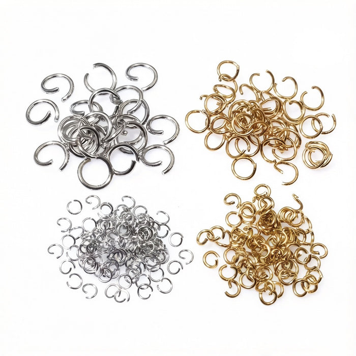 200pcs 3-10mm Two Color Vacuum Plated Stainless Steel Open Jump Rings For DIY Jewelry Making