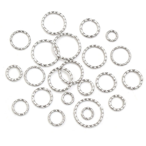 50Pcs 6-14mm Stainless Steel Twisted Open Jump Rings DIY Jewelry Making Findings Supplies