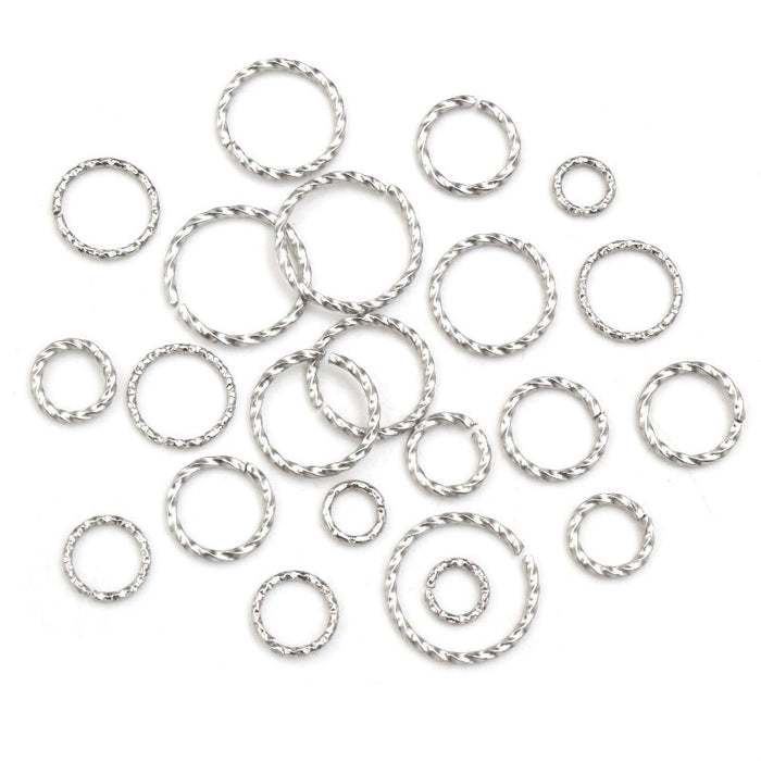 50Pcs 6-14mm Stainless Steel Twisted Open Jump Rings DIY Jewelry Making Findings Supplies