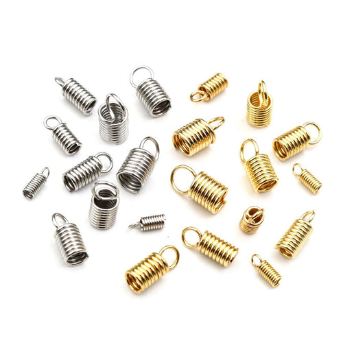 50Pcs Stainless Steel Spring Clasps Necklace Leather Cord End Clips DIY Jewelry Findings