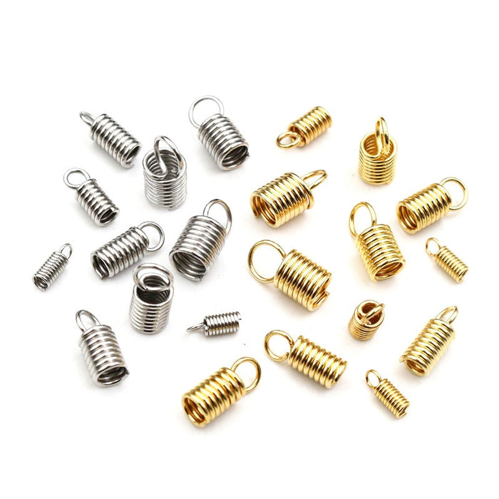 50Pcs Stainless Steel Spring Clasps Necklace Leather Cord End Clips DIY Jewelry Findings