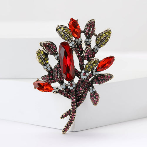 Alloy Rhinestone Vintage Flower Brooch Pin For Women's Apparel