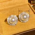New Gentle Chanel Style Irregular Round Stud Earrings For Women Imitation Pearl Ear Jewelry view 4
