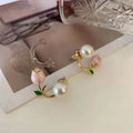 Fairy Tulip Imitation Pearl Earrings, Trendy Minimalist Niche Clip-On Lady Ear Jewelry view 3