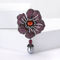 Copper Zircon Begonia Flower Brooch Pin For Dresses And Suits view 2