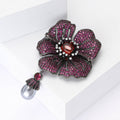 Copper Zircon Begonia Flower Brooch Pin For Dresses And Suits view 3