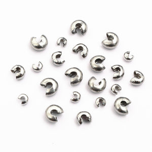 50 Pcs Stainless Steel Crescent Hollow Open Spacer Beads For Bracelet End Stopper Findings