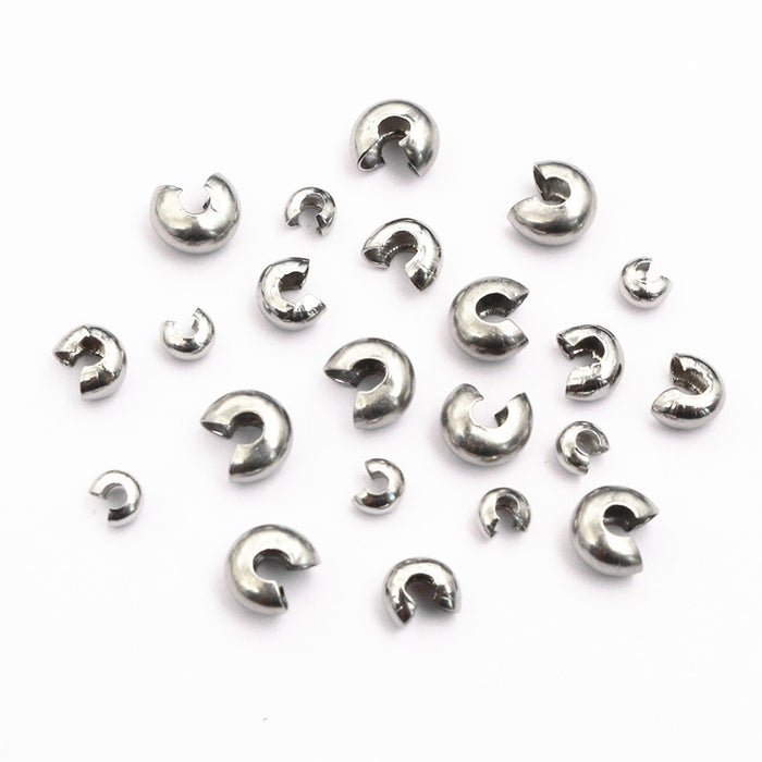 50 Pcs Stainless Steel Crescent Hollow Open Spacer Beads For Bracelet End Stopper Findings