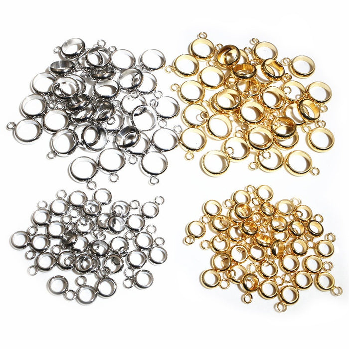 20Pcs Stainless Steel Spacer Beads With Bail Loop For Leather Cord DIY Bracelet Necklace Pendants