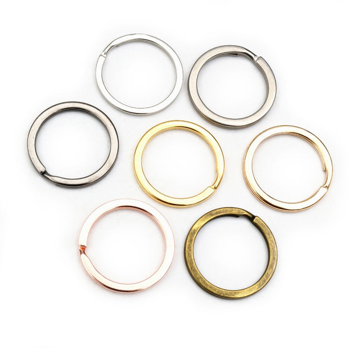 Electroplated Metal Key Rings 25/28/30mm Round Keychain Loops For DIY Accessory Findings