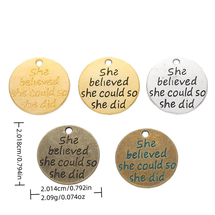 Zinc Alloy Round Tag Charm Pendant No.415467 for DIY Necklace Bracelet Jewelry Making