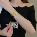 European American Metal Butterfly Hollow Open Bangle Minimalist Fashion Arm Cuff view 1