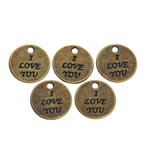 Zinc Alloy Round Word Tag Charm Pendant No.434861 for DIY Necklace Bracelet Jewelry Making