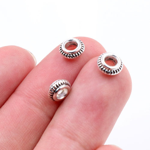 50pcs Bag 5mm Wheel Shape Alloy Spacer Beads DIY Beaded Bracelet Necklace Jewelry Findings